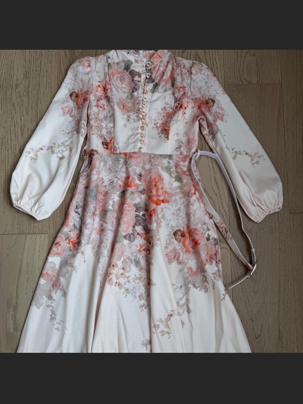Commense Floral Midi Dress in Blush and Coral